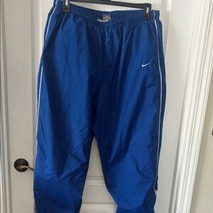 Vntg. Nike Royal Blue Men’s Athletic Track Pants with White Piping
